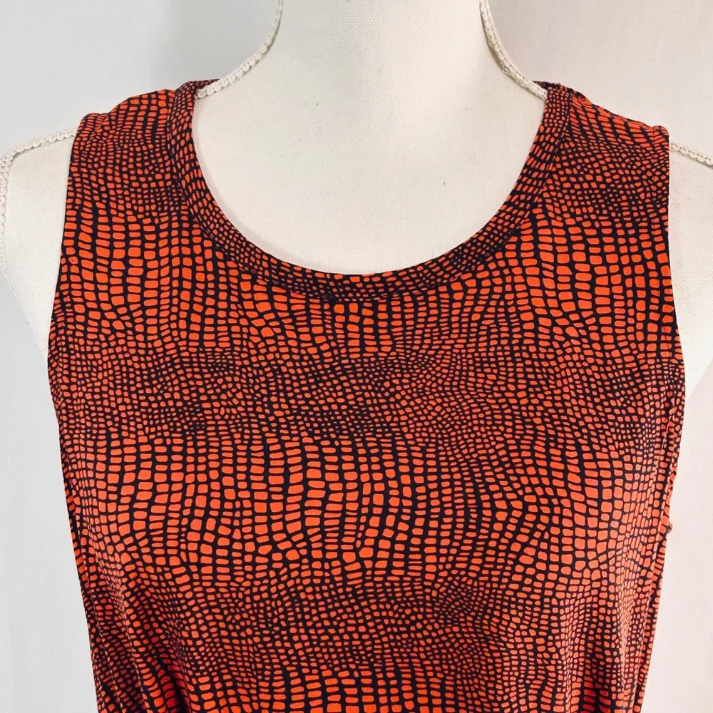 Michael Kors Womens Red‎ Black Snakeskin Print Side Tie Ring Tunic Top Medium